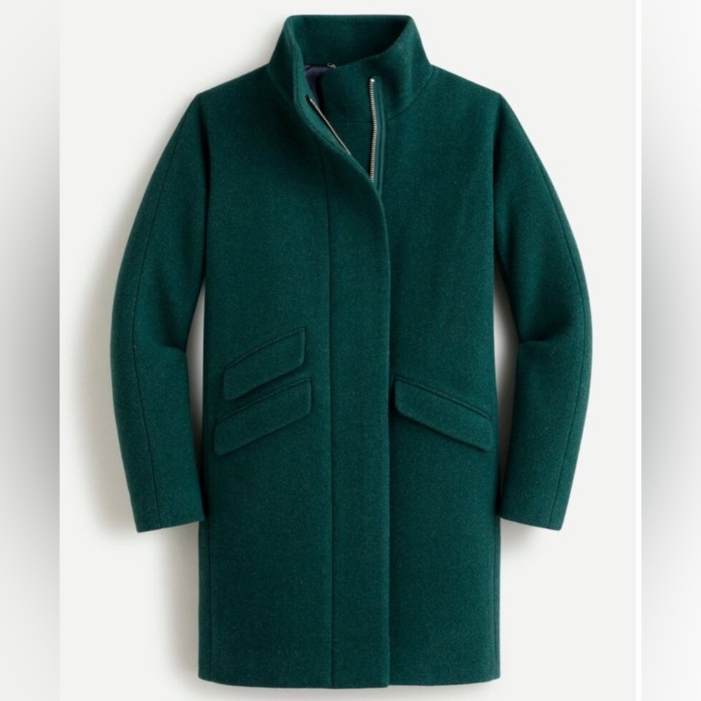 J.Crew Italian Wool Stadium Coat Emerald NWOT professional workwear formal